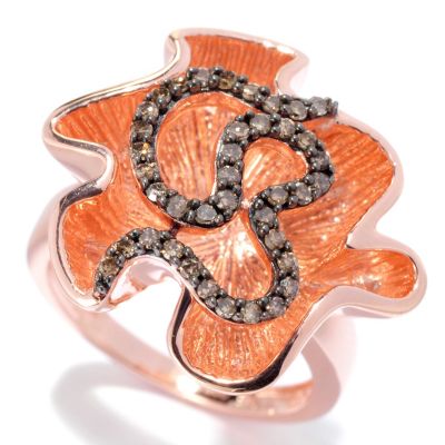 130-556 - Southport Diamonds Sterling Silver & 14K Vermeil 0.30ctw Diamond Abstract Ring