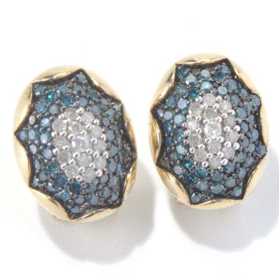 SS/YELLOW VERMEIL BLUE & WHITE DIAMOND EARRINGS
