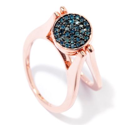 SS/ROSE VERMEIL BLACK AND BLUE DIAMOND FLIP RING