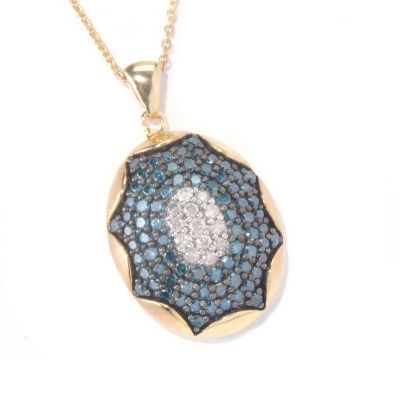 SS/YELLOW VERMEIL BLUE & WHITE DIAMOND PEND