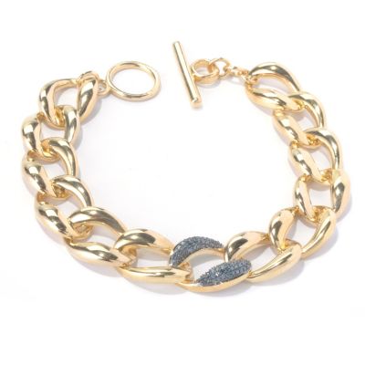 130-568 - Southport Diamonds Sterling Silver 14K Vermeil 0.33ctw Diamond Toggle Bracelet 