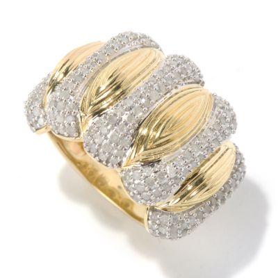 130-576 - Southport Diamonds Sterling Silver & 14K Vermeil 1.64ctw Diamond Textured Wide Ring
