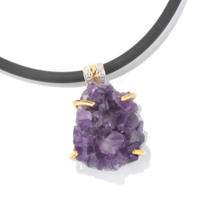 130-578 - Men's en Vogue II 17mm Crystallized Amethyst Pendant w/ 22'' Rubber Cord 