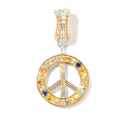 SS/PALL CHARM MULTI SAPPHIRE PEACE SIGN DROP