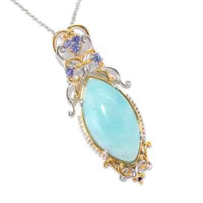 SS/PALL PEND MARQUISE HEMIMORPHITE & MULTI GEMSTONE