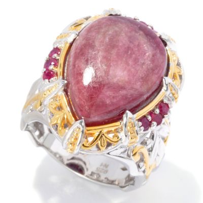 130-597 - Gems en Vogue II 18 x 13mm Pear Shaped Pink Tourmaline & Ruby Ring 