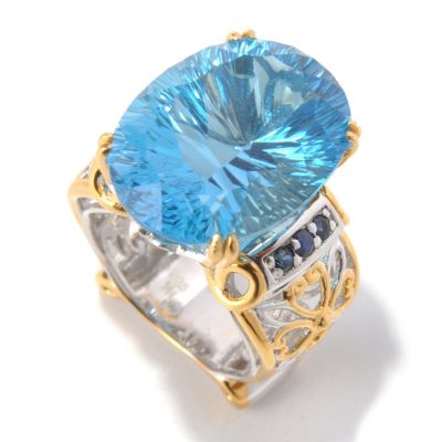 SS/PALL RING SPECIAL-CUT CEYLON BLUE TOPAZ