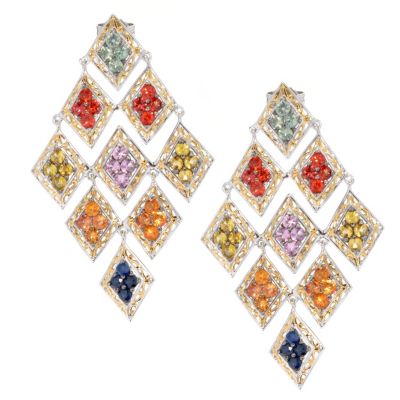 SS/PALL EAR MULTI SAPPHIRE DIAMOND-SHAPE CHANDELIER