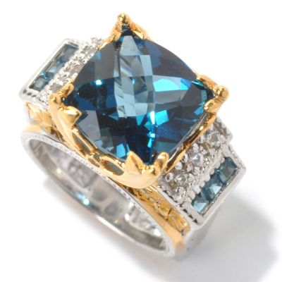 SS/PALL RING CHCKRBRD-CUT LONDON BLUE TOPAZ & PRINCESS LBT