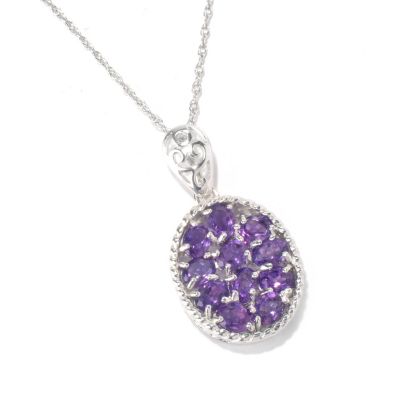130-626 - Gem Insider Sterling Silver 1.39ctw Amethyst Oval Rope Pendant w/ 18'' Chain 