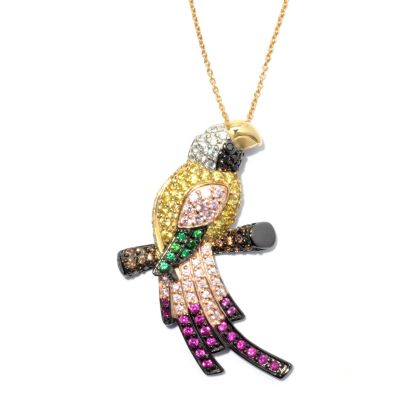 NEDA SS/TRI COLOR MULTI COLOR PARROT PENDANT W/ 18" CHAIN
