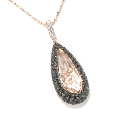 130-648 - Beverly Hills Elegance 14K Rose Gold 6.98ctw White Quartz & Sapphire Pendant w/ 18'' Chain