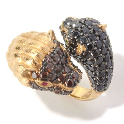 130-656 - Neda Behnam for Brilliante&reg; Gold Embraced&trade; 2.83 DEW Lion & Panther Bypass Ring