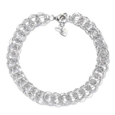 130-660 - Palatino&trade; Platinum Embraced&trade; 8.5" Diamond Cut Multi Sphere Link Bracelet 