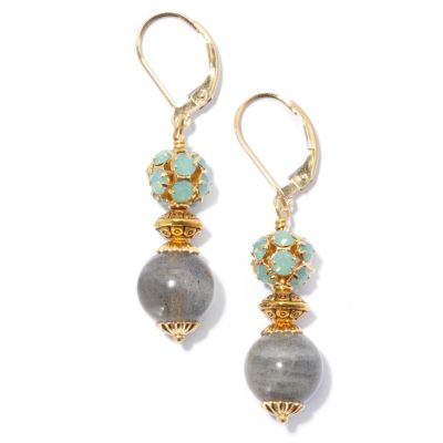 130-680 - mariechavez 1.75" Labradorite Drop Earrings Made w/ Swarovski&reg; Elements