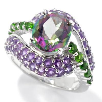 SS/P RING MYSTIC TOPAZ & MULTI GEMSTONE