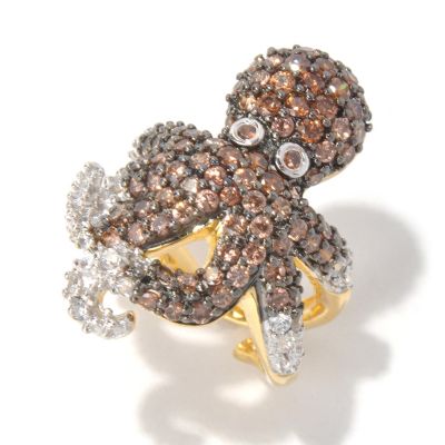 130-701 - Neda Behnam for Brilliante&reg; Gold Embraced&trade; 2.99 DEW Mocha & White Octopus Ring