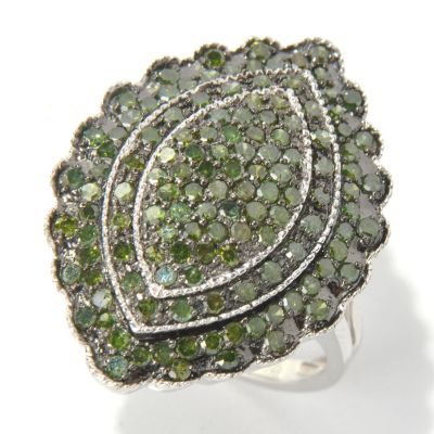 SS GREEN DIAMOND MARQUISE SHAPED RING