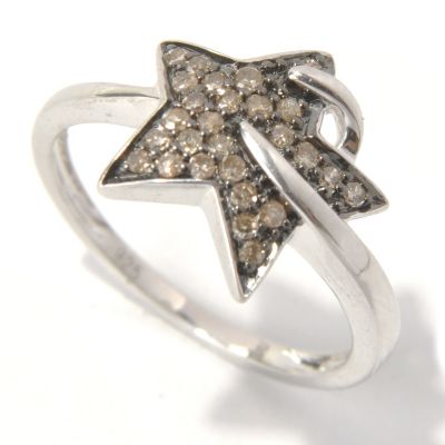 SS CHAMPAGNE DIAMOND SHOOTING STAR BAND RING