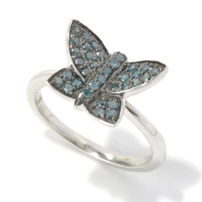 SS BLUE DIAMOND BUTTERLY BAND RING