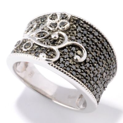 SS BLACK DIAMOND WIDE BAND RING
