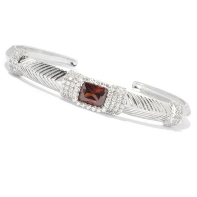 130-768 - Brilliante&reg; Platinum Embraced&trade; 4.60 DEW Mocha & White Textured Cuff Bracelet