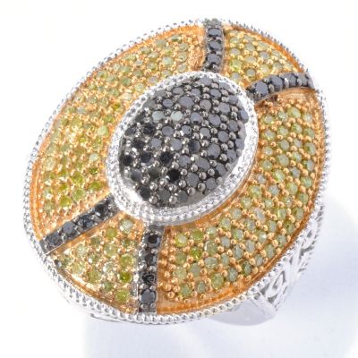 SS BLACK & YELLOW OVAL DIA RING