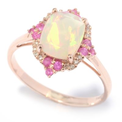 14K RG ETHIOPIAN OPAL RING W/PINK SAPP RING
