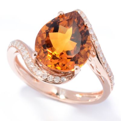 14K RG MADEIRA CITRINE W/DIAMOND ACCENTS RING