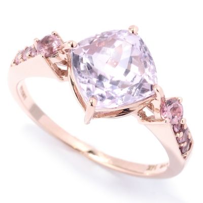 130-791 - Gem Treasures 14K Rose Gold 2.74ctw Cushion Cut Kunzite & Pink Tourmaline Ring