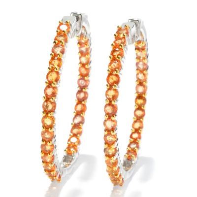 130-797 - Gem Treasures Sterling Silver 7.00ctw Yellow Sapphire Hoop Earrings 