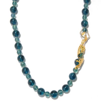 130-813 - Gems en Vogue II 28" Green Fluorite & Multi Gemstone Beaded Mermaid Necklace