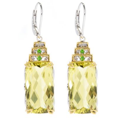 130-822 - Gems en Vogue II 19.34ctw Ouro Verde & Chrome Diopside Drop Earrings 