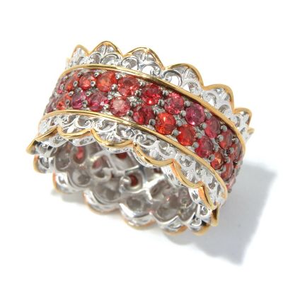 130-825 - Gems en Vogue II 4.16ctw Blood Orange Sapphire Eternity Band Ring 