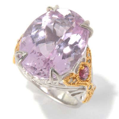 SS/PALL RING 20x15MM KUNZITE, PINK TOURMALINE & DIA