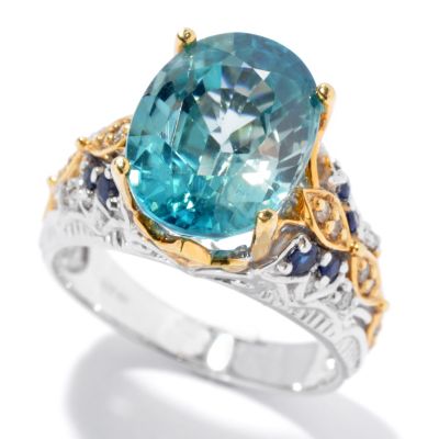 130-829 - The Vault from Gems en Vogue II 6.81ctw Blue Zircon, Sapphire & Diamond Ring