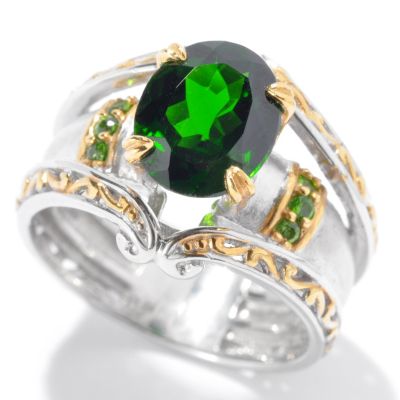 SS/PALL RING 10x8MM CHROME DIOPSIDE