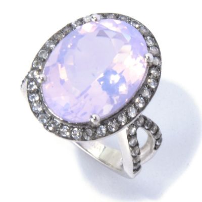 SS LAVENDERITE OVAL RING W/ WHITE TOPAZ