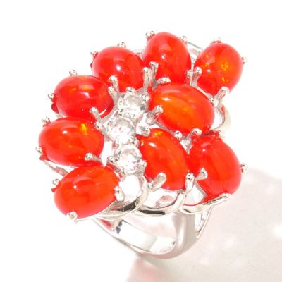 SS ORANGE AND WHITE TOPAZ RING