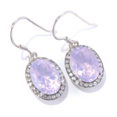 130-838 - Gem Treasures Sterling Silver Lavender Quartz & White Topaz Drop Earrings 