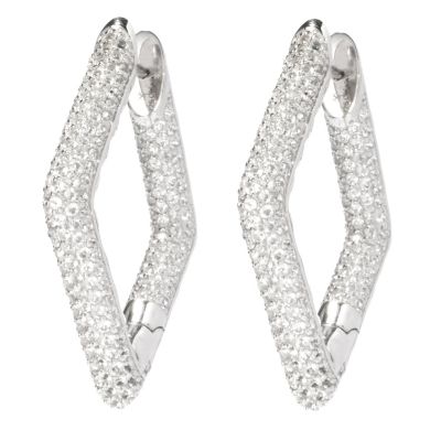 130-839 - Gem Treasures Sterling Silver 5.82ctw Topaz Inside-Out Rhombus Hoop Earrings 