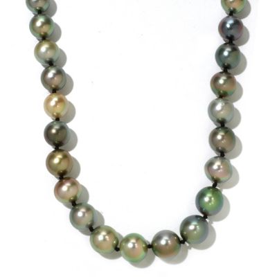 130-850 - 14K White Gold 18'' 11-12mm Multi Color Tahitian Cultured Pearl Necklace
