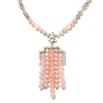 130-860 - Dallas Prince Designs Sterling Silver 20'' Morganite & Pink Cultured Pearl Necklace 