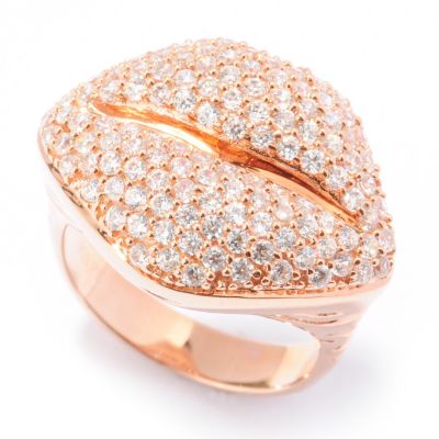 130-873 - Sonia Bitton for Brilliante&reg; Rose Gold Embraced&trade; 1.86 DEW Pave Set Lips Ring