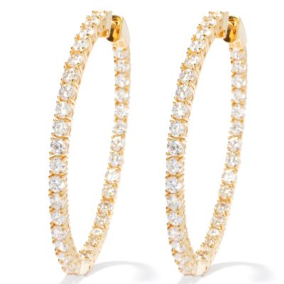 130-874 - Brilliante&reg; 2” 7.70 DEW Round Cut Large Inside-Out Hoop Earrings