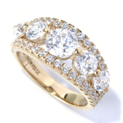 SS/CHOICE ROUND CUT 100 FACET FIVE-STONE SPLIT BAND RING