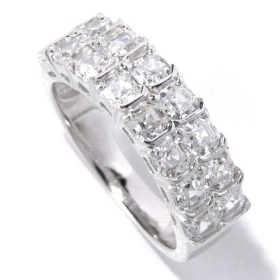 130-876 - Brilliante&reg; 2.40 DEW Asscher Cut Simulated Diamond Two-Row Band Ring