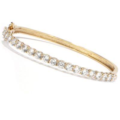 130-878 - Brilliante&reg; Round Cut Oval Hinged Bangle Bracelet