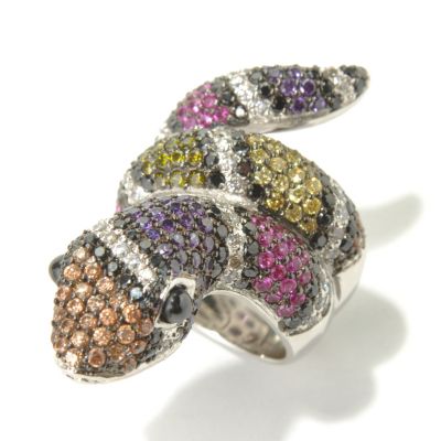 NEDA SS/PLAT MULTI-COLOR SNAKE RING