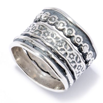 SS MULTI-TEXTURED STACK RING